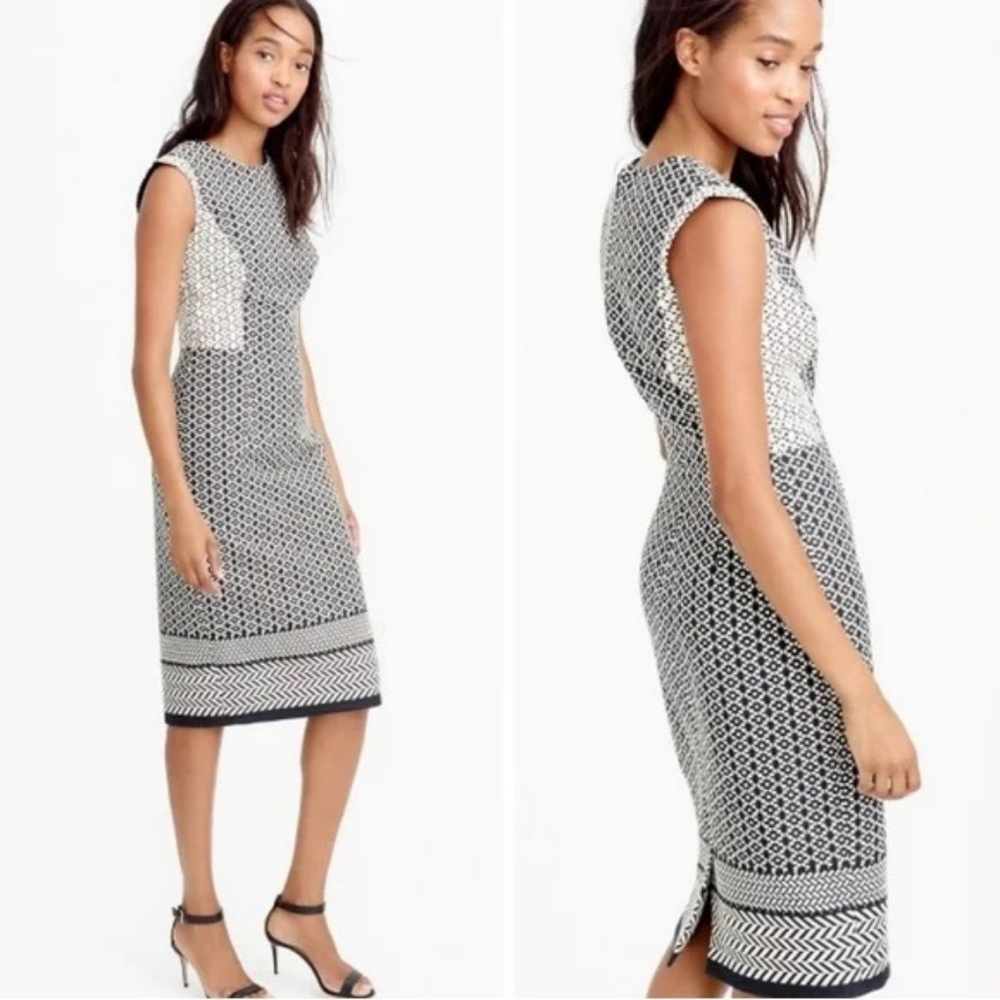 J.Crew Elegant Paneled Geometric Black and White Dress Size 0